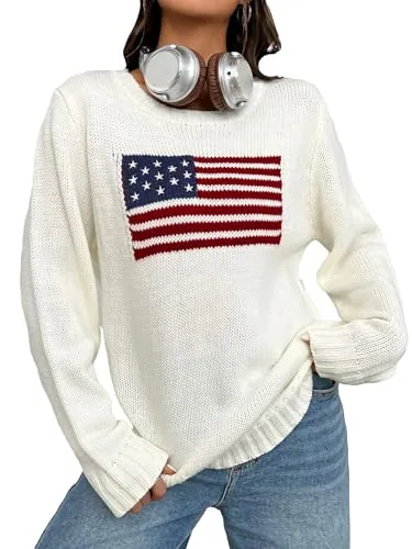 SweatyRocks American Flag Pattern Sweater