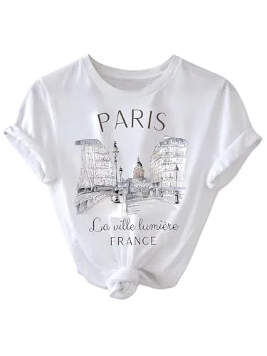 SweatyRocks Paris Letter Graphic Tee