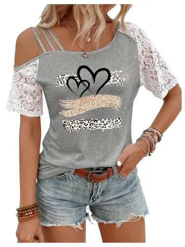 SweatyRocks Cold Shoulder Animal Graphic Top