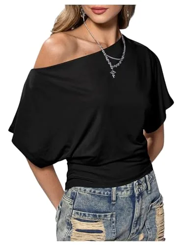 SweatyRocks Off Shoulder Asymmetrical Top