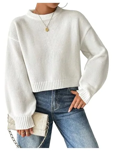 SweatyRocks Oversized Cropped Knit Sweater