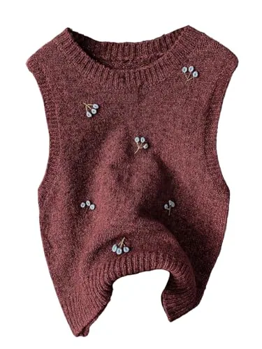 SweatyRocks Embroidered Sweater Vest